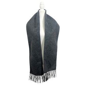 CAPCHATEX Alpaca Scarf Dark Gray Fringe Quiet Luxury Warm 68"